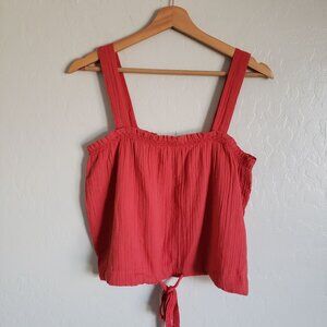Pact Gauzy Organic Cotton Tie Hem Cropped Tank Top Size Womens Large Sustainable